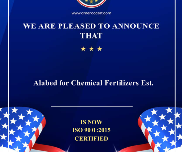 Alabed for chemical fertilizers Est. is now ISO-9001:2015 Certified